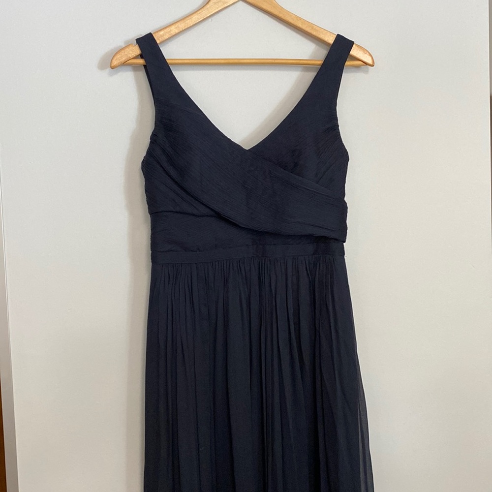 J. Crew Heidi Dress Silk Chiffon Navy Long Gown Size 4